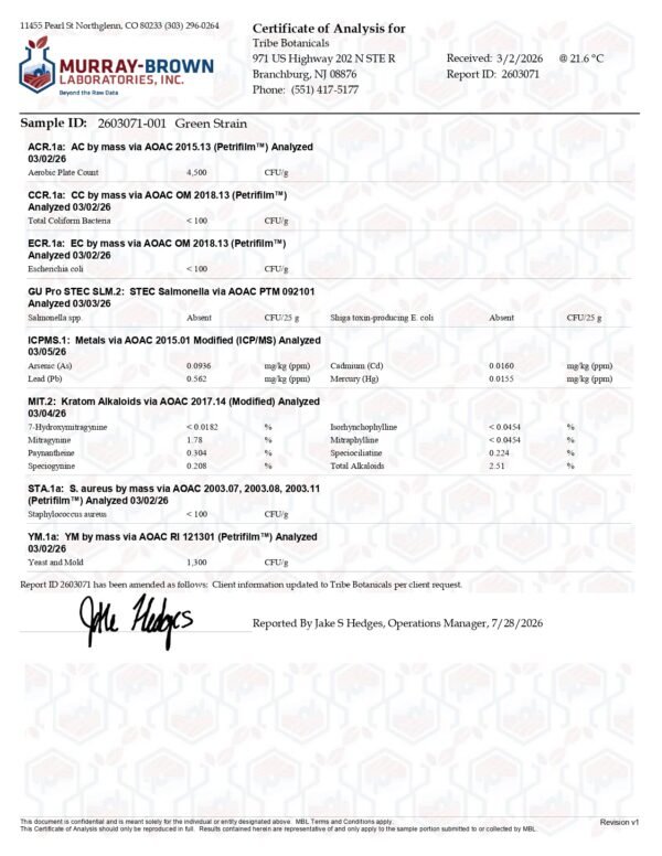 Super Green Lab Results_page-0001 Super Green Kratom Capsules